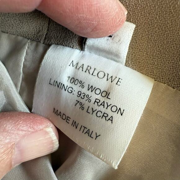 Marlowe Women's 100% Wool Pants Made In Italy Sz 6 Tan Quiet Luxury Minimalism - Picture 6 of 10